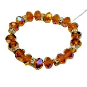 Macy’s Cute Stretch Bracelet, Gold Beads & Rhinestones, NWT!